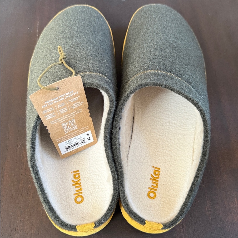 Olukai Men Hamani Hulu Shearling Wool Lined Comfort Mule Slipper Size 12